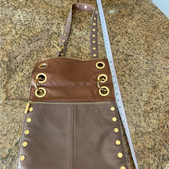 Hammitt Two Tone Large Brown Reversible Montana Crossbody Bag with Gold Accents - Picture 4 of 9